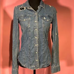 Top Shop Moto Denim Button Down
